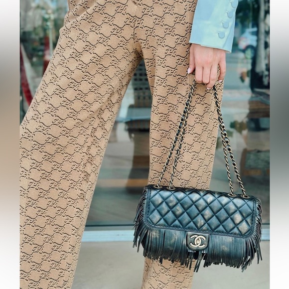 Fendi Karligraphy Velvet Logo Brown Tan Straight Leg Trousers 42IT/ 8US - Picture 5 of 14